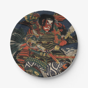 Assiettes En Carton Les guerriers samouraïs Tadanori et Noritsune