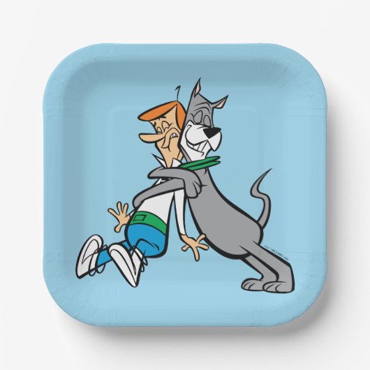 Assiettes En Carton Les Jetsons | George & Astro Hug (Recto)