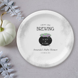 Assiettes En Carton Les jumeaux brassent le Baby shower Halloween