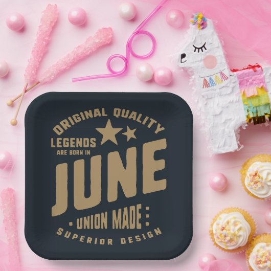 Assiettes En Carton Les légendes sont nées en juin Qualité originale (Fête)