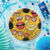 Assiettes En Carton Les lèvres rétro Bomb Rouge/Or ID553 (Fête)