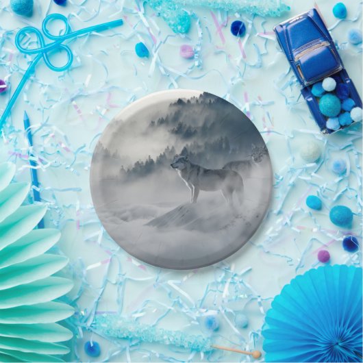 Assiettes En Carton Les loups dans un paysage hivernal (Fête)