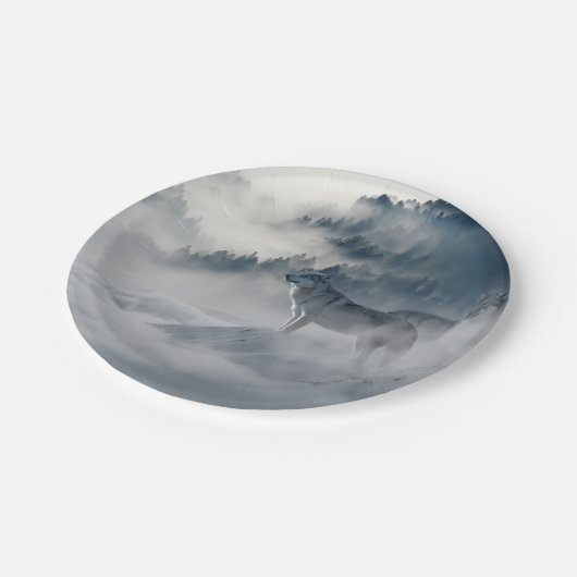 Assiettes En Carton Les loups dans un paysage hivernal (Angle)