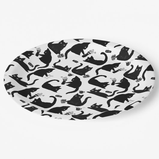 Assiettes En Carton Les mauvais chats frappent des trucs sur (Angle)