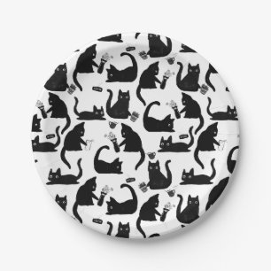Assiettes En Carton Les mauvais chats frappent des trucs sur