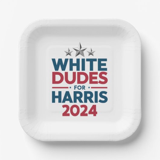 Assiettes En Carton Les Mecs Blancs De L'Élection Harris-2024 (Recto)
