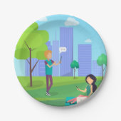 Assiettes En Carton Les Médias Sociaux Dans Le Parc (Devant)