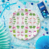 Assiettes En Carton Les mignons animaux grenouilles et flamants (Fête)
