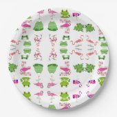 Assiettes En Carton Les mignons animaux grenouilles et flamants (Devant)