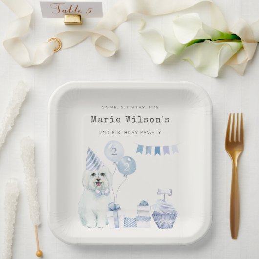 Assiettes En Carton Les mignons Garçons Blue Party Chien Chien Chien C (Mariage)