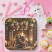 Assiettes En Carton Les Nounours de Noël inondés (Fête)