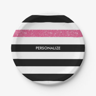 Assiettes En Carton Les nouvelles nuances noires FAUX Pink Glitz et no