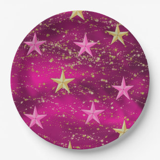 Assiettes En Carton Les nuits arabes Magenta & Gold Stars