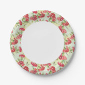 Assiettes En Carton Les oeillets rouges en vert avec des papillons (Devant)