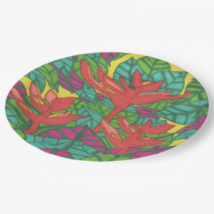 Assiettes En Carton Les oiseaux du paradis tropical