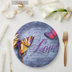 Assiettes En Carton Les papillons aiment le bleu