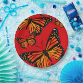 Assiettes En Carton Les papillons Monarques en rouge (Fête)