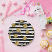 Assiettes En Carton Les parties scintillantes d'or de Faux pointillent (Fête)