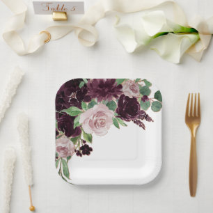 Assiettes En Carton Les passions de Moody Bouquet Dramatique de Rose