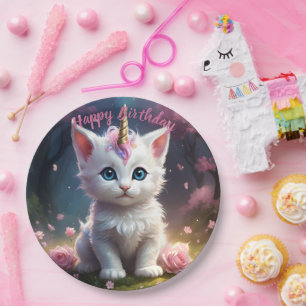 Assiettes En Carton "Les pattes étincelantes : Le chaton Unicorn Encha