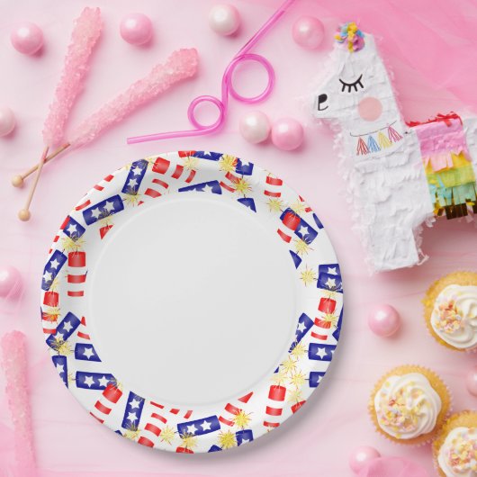 Assiettes En Carton Les pétards pour 4 juillet (Fête)