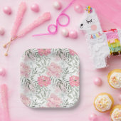 Assiettes En Carton Les pivoines roses (Fête)