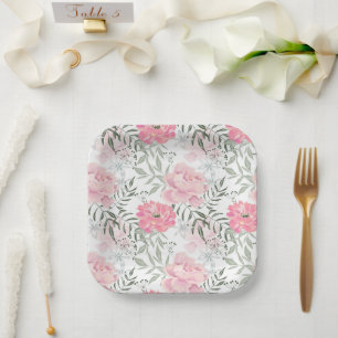 Assiettes En Carton Les pivoines roses