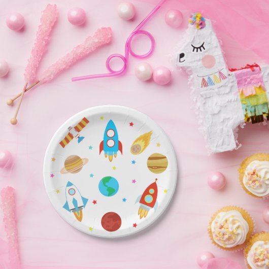 Assiettes En Carton Les planètes spatiales étoiles Galaxie (Fête)