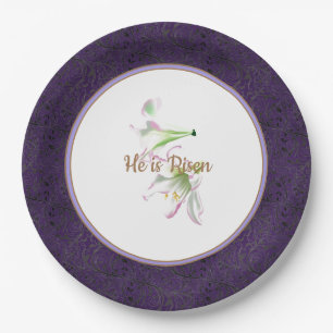 Assiettes En Carton Les plaques à papier de lis de Pâques il est lev