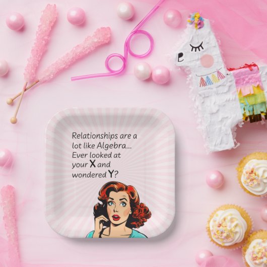 Assiettes En Carton Les relations sont comme Algebra Funny Quip (Fête)