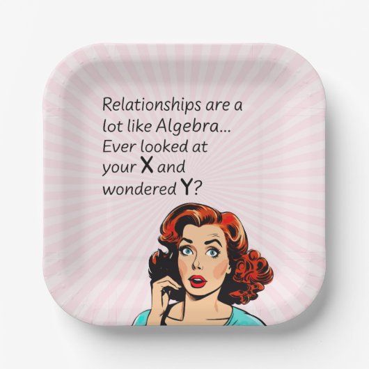 Assiettes En Carton Les relations sont comme Algebra Funny Quip (Recto)