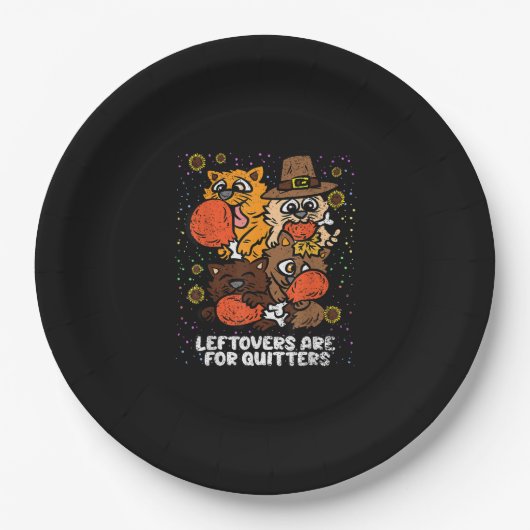 Assiettes En Carton Les Restes Sont Pour Les Quitters Thanksgiving Day (Devant)