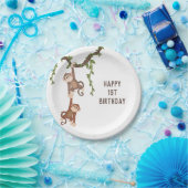 Assiettes En Carton Les singes mignons 1er anniversaire de l'enfant (Fête)