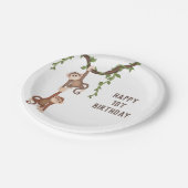 Assiettes En Carton Les singes mignons 1er anniversaire de l'enfant (Angle)