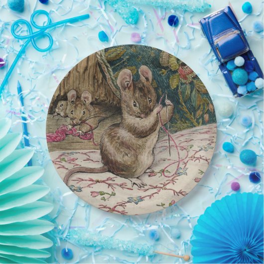 Assiettes En Carton Les souris au travail Threading l'aiguille (Beatri (Fête)