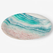 Assiettes En Carton Les vagues de plage roses (Angle)