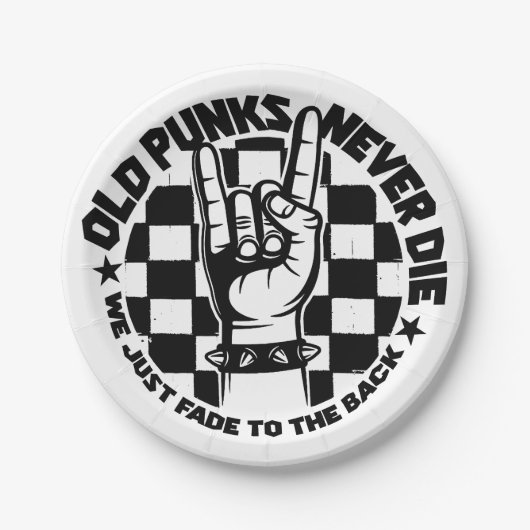Assiettes En Carton Les vieux PUNKS ne meurent jamais légende de (Devant)