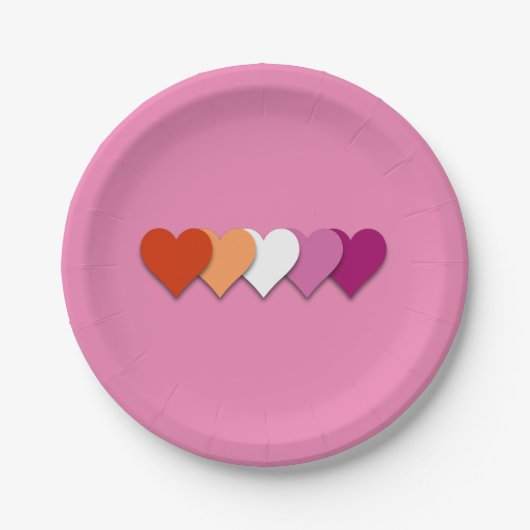 Assiettes En Carton Lesbian pride hearts paper plates (Devant)