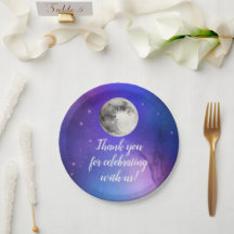 L'Espace Extérieur Violet Étoiles Sur La Lune Céle