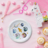 Assiettes En Carton L'espace extra-atmosphérique Galaxy Blue Gold (Fête)