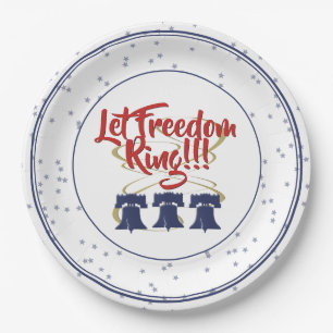 Assiettes En Carton Let Freedom Ring Liberty Bell - Rouge blanc et ble