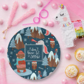 Assiettes En Carton Let it Snow Cute Animal with Name Blue Christmas (Fête)