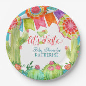 Assiettes En Carton Lets Fiesta Cactus Baby shower bleu garçon Margari (Devant)