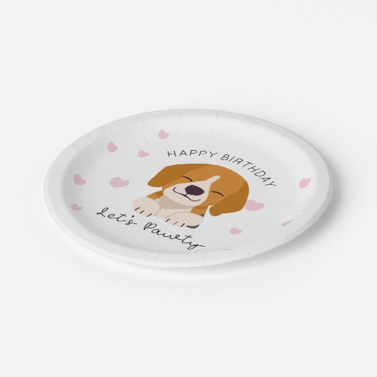 Assiettes En Carton Lets Pawty Puppy Papier Plaques Amoureux des chien (Angle)