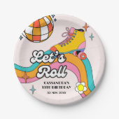 Assiettes En Carton Let's Roll Retro Roller Skating Girl Birthday (Devant)