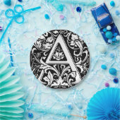 Assiettes En Carton Lettre A Monogramme Médiéval Art Nouveau (Fête)