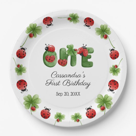 Assiettes En Carton LETTRE alphabet Ladybug Enfants 1er anniversaire B (Devant)