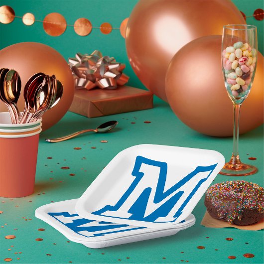 ASSIETTES EN CARTON LETTRE BLEUE VARIABLE M MONO