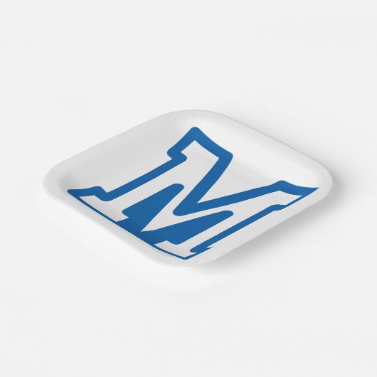 ASSIETTES EN CARTON LETTRE BLEUE VARIABLE M MONO (Angulaire)