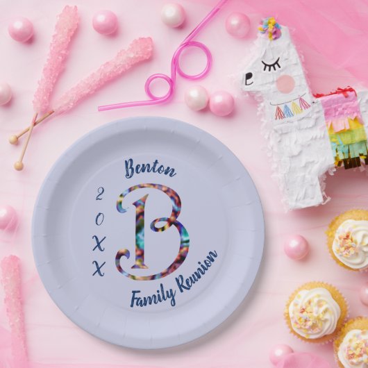 Assiettes En Carton Lettre Cravate rétro Reunon B Monogramme (Fête)